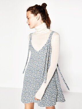 Zara Mini Sun Dress Floral Print Summer Bow Romantic Romantic Feminine Sundress